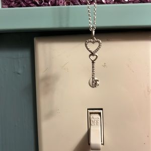 Silver chain diamond heart necklace